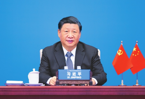     3月15日，中共中央总书记、国家主席习近平在北京出席中国共产党与世界政党高层对话会，并发表题为《携手同行现代化之路》的主旨讲话。新华社记者黄敬文/摄