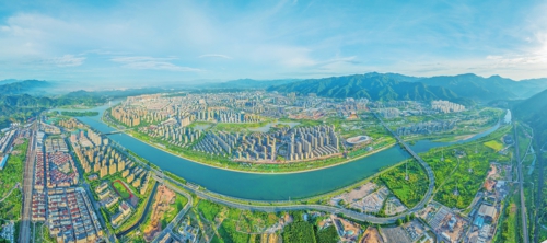 俯瞰丽水市莲都区